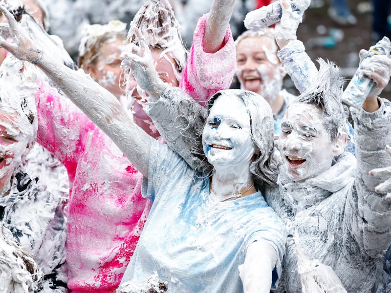 Students were kept stocked up on shaving foam for the fight
