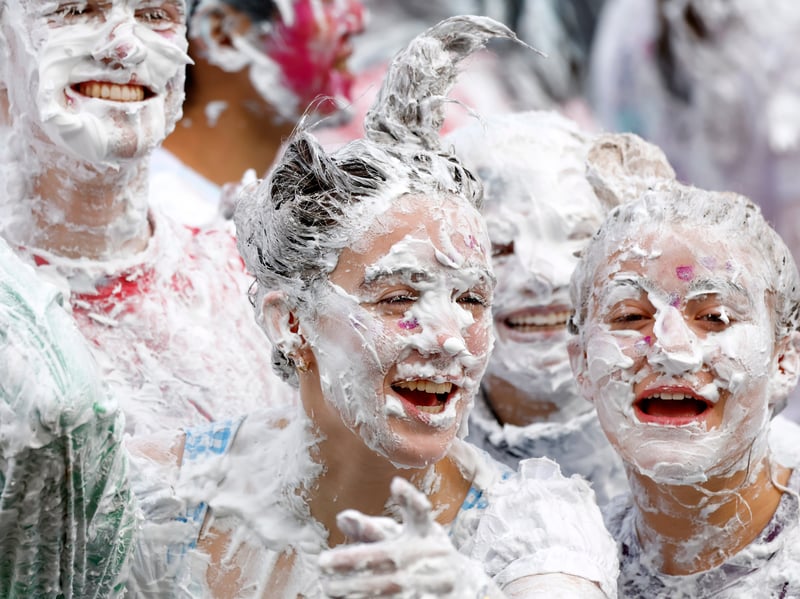 Hundreds of first-year students took to St Salvator’s Quad to take part in the messy ceremony
