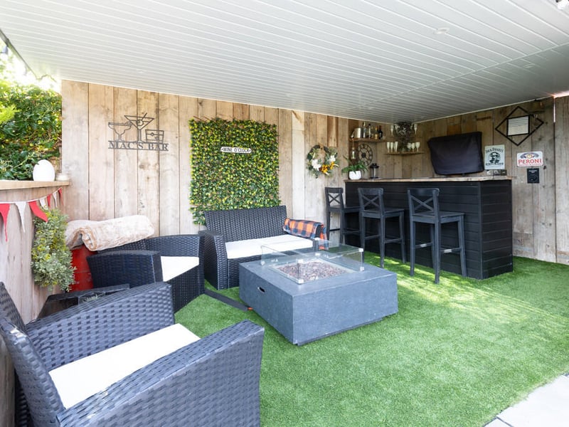 An outdoor covered bar