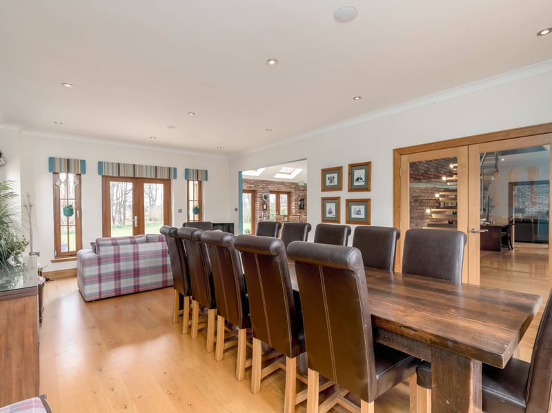 The East Lothian property's particularly spacious dining/living room, which is open to the substantial kitchen, and has plenty of space for family dinners and entertaining.