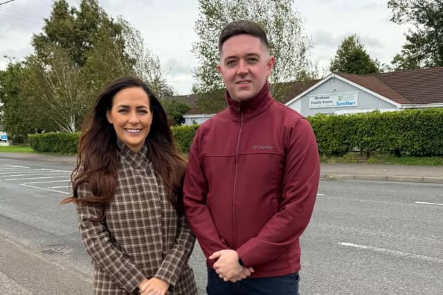 West Tyrone Sinn Féin MP., Órflaith Begley and Paul Boggs MLA., pictured after the meeting held to discuss concerns over safety on Melmount Road, Strabane.