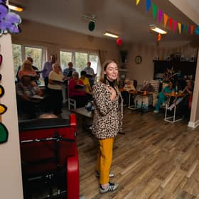 Residents of Woodmount Nursing Home enjoyed a recent visit from the Mayor, Grace Uí Niallais and the Hive Cancer Support charity.