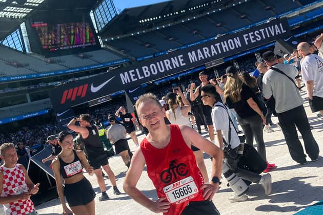 Omagh Triathlon Club's Pauric Quinn pictured at the Melbourne Marathon.