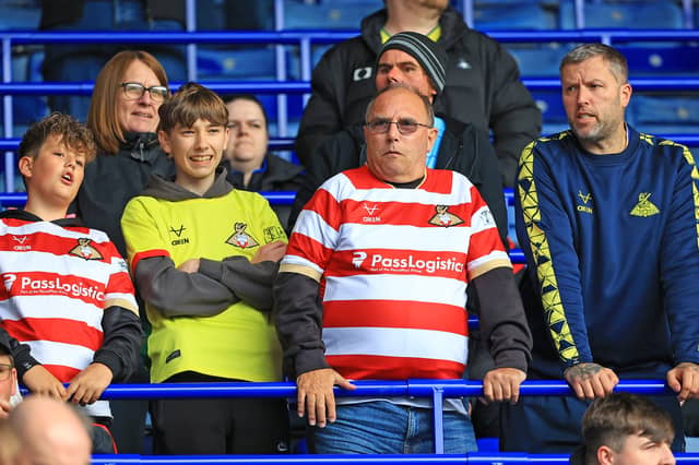 Doncaster Rovers fans at the match at The King Power Stadium on 17th October 2026.