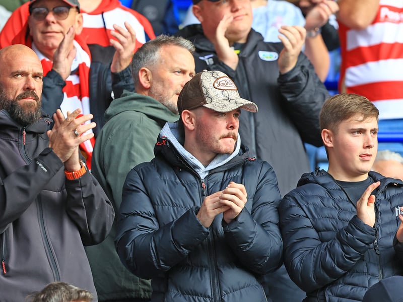 Doncaster Rovers fans at the match at The King Power Stadium on 17th October 2026.