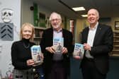 Felicity McCall, writer and journalist,  James Simpson, author, novelist and Garbhan Downey, Colmcille Press, pictured at the launch of  ‘What Peter Knew’ held in The Central Library.  A launch event will take place in Strabane Library on November 4.