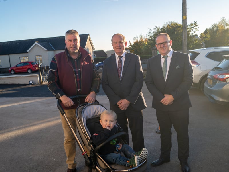 Esdale Lockhart with grandson Harry Patton, Trevor Lockhart and Rodney Condell at Ballygawley Presbyterian Church annex opening. ST264333