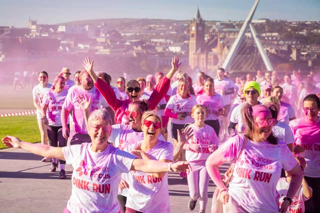 Hundreds take part in Foyle Pink Run to mark Breast Cancer Awareness Month.