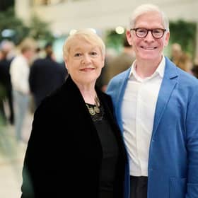 Mary McKenna, chairperson and cofounder of AwakenAngels and AwakenHub is pictured in Luxembourg with Martin Skea, director general of EBAN, at the announcement of her appointment to the EBAN Board.