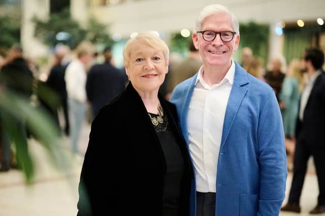 Mary McKenna, chairperson and cofounder of AwakenAngels and AwakenHub is pictured in Luxembourg with Martin Skea, director general of EBAN, at the announcement of her appointment to the EBAN Board.
