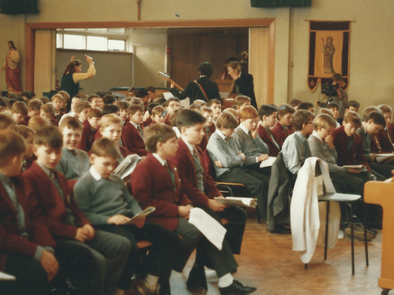 A musical interlude gets our attention in this look inside the school in another photo taken in the 1980s.
