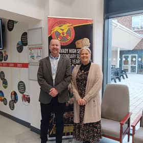 Mark Hylands and Helga Kingston at Limavady High School.