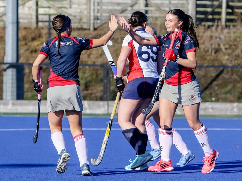 High fives for Dungannon seconds as they open the scoring against Castle. AM264314