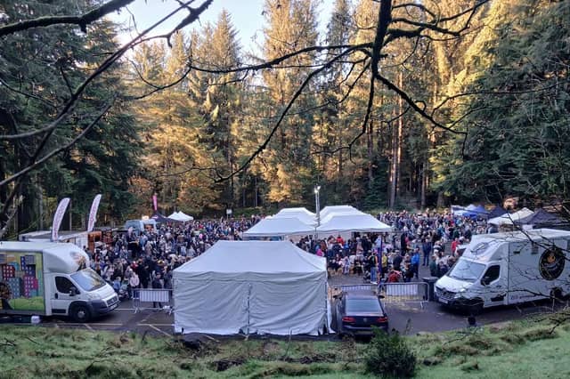 A section of the crowd that attended the Twilight Harvest Market at Gortin Glen Forest Park last Saturday. SU8043CD26