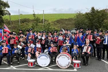 Bloomhill and Sandholes Accordion Bands celebrating 75 years on the road.