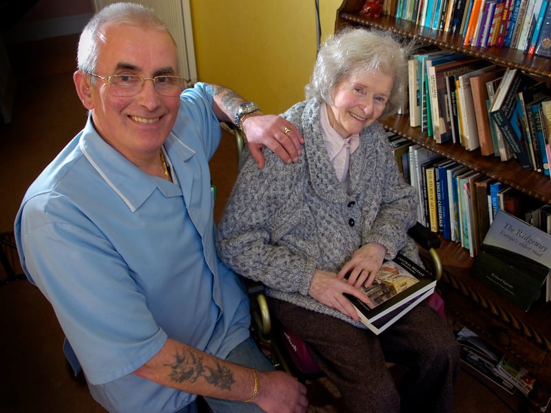 Pictured in February, 2009, Trinity resident Elaine Rosborough (75) who suffers from MS and has regular home visits from Willie Goodall, her social care worker who is also pictured.
