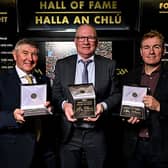 Hall of Fame Recipients from left, former Donegal footballer Martin McHugh, former Derry footballer Tony Scullion and former Down footballer James McCartan, with their awards during the GAA Museum Hall of Fame Awards at GAA Museum in Croke Park, Dublin. Photo by Sam Barnes/Sportsfile 