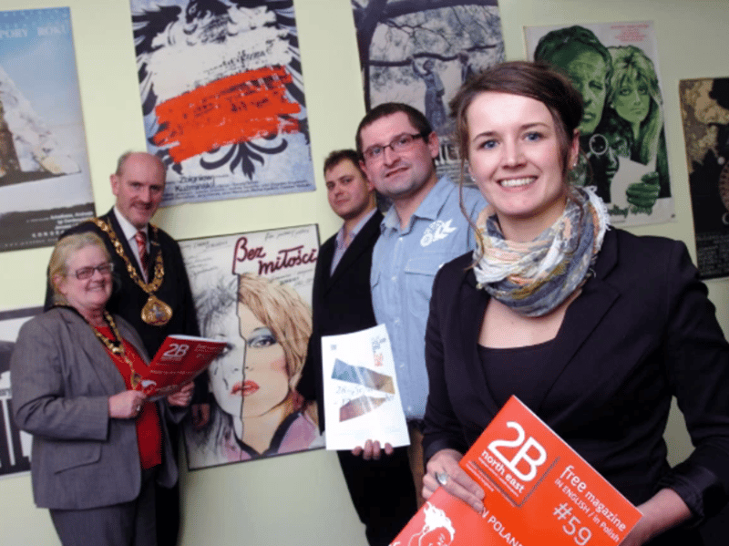Sunderland's Play Poland Film Festival was held as part of the national Made in Poland celebrations in 2012.
Pictured left to right; The Mayor and Mayoress of the City of Sunderland Cllrs Iain Kay and Barbara McLennan, Michal Chantkowski from ICOS and festival organisers Daniel Krzyszczak and Danka Kudlacik.