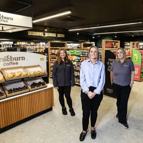 Alison Reid, Lorna Wynne and Fiona Hamill.pictured at Applegreen Hillsborough, Co. Down, as the site welcomes its new M&S Food Shop and Braeburn Coffee cart, alongside Greggs and Applegreen convenience store.