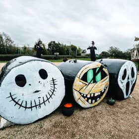 The Halloween Hay Trail display at 'The Tinnies'.