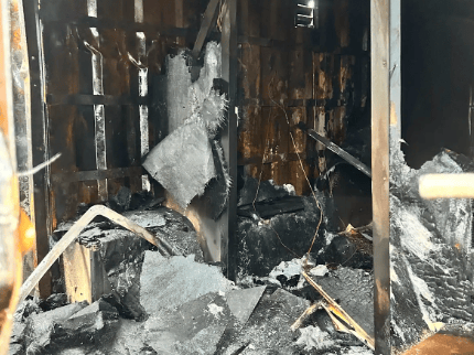 An arson attack left the NHS Covid portacabins on Blackpool South Car Park in a bad state. 