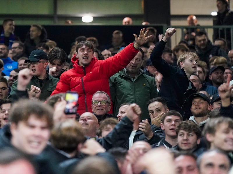 Celebrating Terry Devlin's late equaliser against Wolves.
