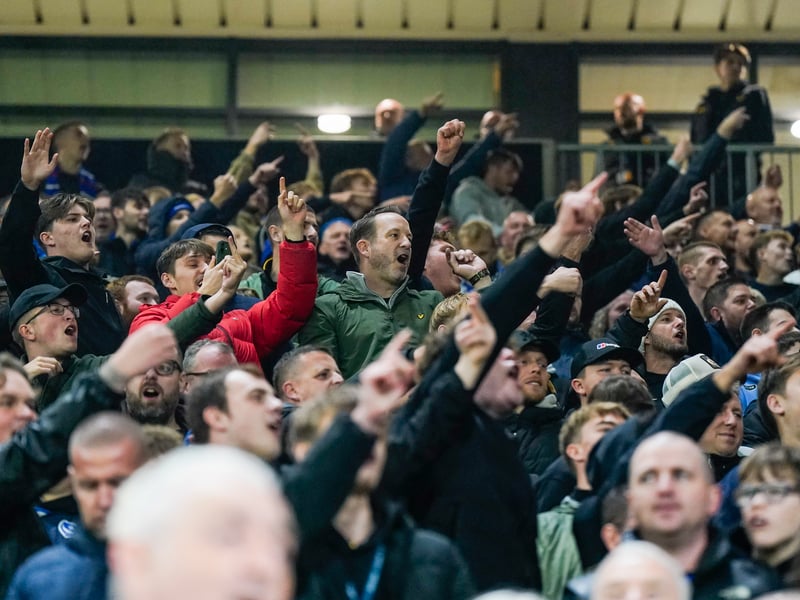Celebrating Terry Devlin's late equaliser against Wolves.
