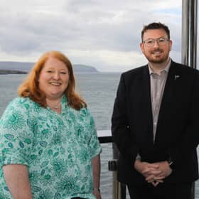Cllr Richard Brown-Stewart and Alliance Leader Naomi Long MLA.