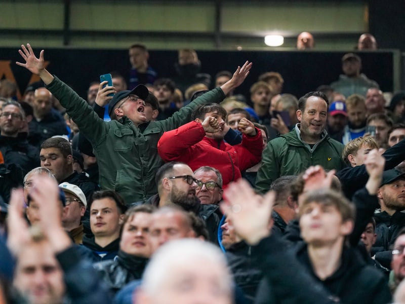 Celebrating Terry Devlin's late equaliser against Wolves.