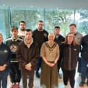 Back row L-R: Evan Moore, Joshua Hetherington, Allan Scott, Conlon O’Brien and John McGillian. Front Row L-R: Youth Leader, Caroline Weaving, Jake Murray, Cory Scott, Mayor of Causeway Coast and Glens Councillor Dawn Huggins, and Samantha Harbinson.