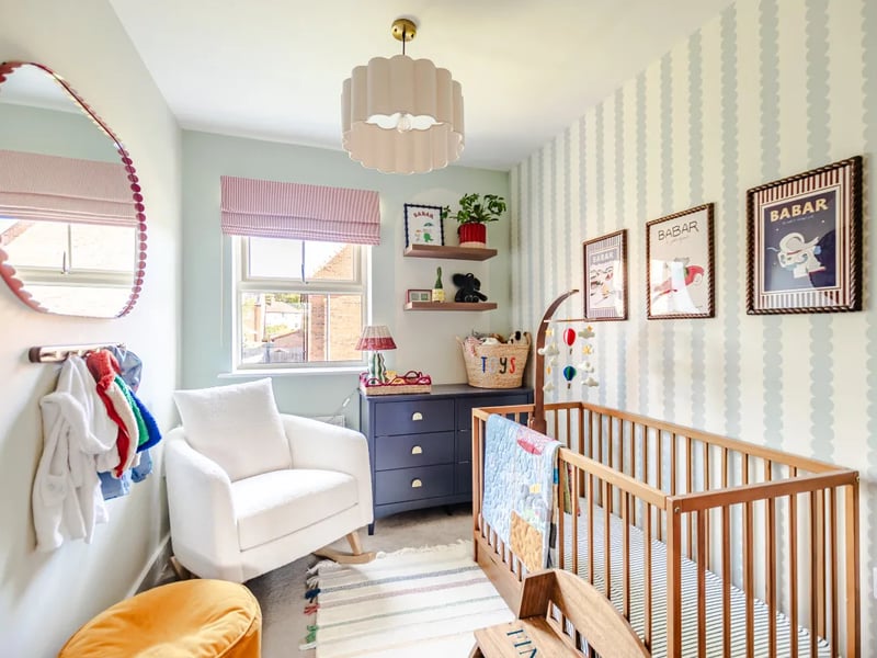 The other first floor bedroom currently arranged as a nursery, which could equally make an ideal home office.