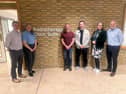 Radiotherapy Photography Competition winners pictured with Radiotherapy Staff from left to right are: Pat Shiels, Radiotherapy Services Manager; Paula Powell, Lead AHP Governance Safety and Research; Paul Grieve (winner); Mark Anderson (winner); Dalia Kasperaviciene (winner) and Brian Telford, Vice-Chair, Western Trust