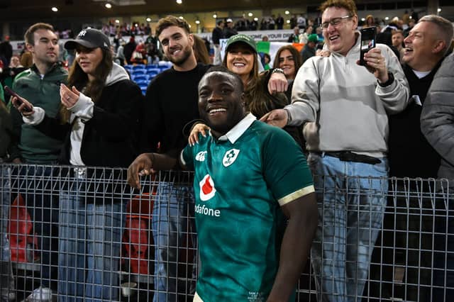 Connacht's Sam Illo with friends he made his Irish debut against Japan in Australia back in July.