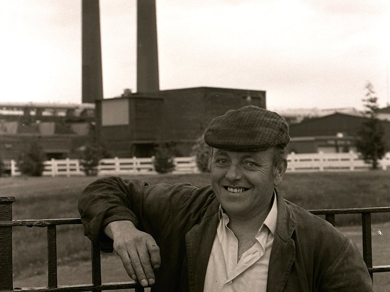 1980. Steeplejack Fred Dibnah during a visit to Preston
