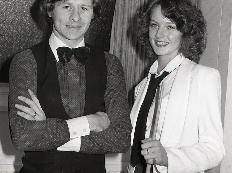 Alex Higgins and Jeanette Dunn at Preston Guildhall, 
November 1980