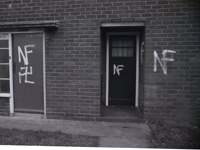 Racist vandalism at Grange Road, Ashton, November 7 1980