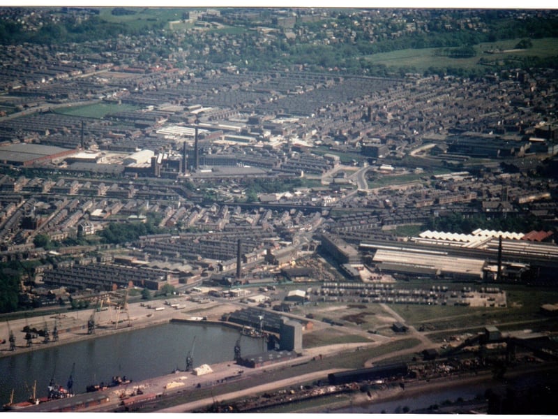 Looking north east over Preston Dock / Adelphi / Moor Park in 1980. The shot provides an 11th hour view of the port that closed in 1981 
