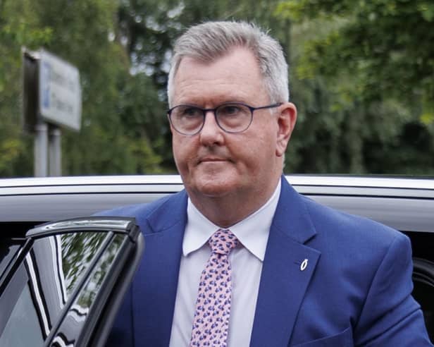 Jeffrey Donaldson leaving a vehcile 