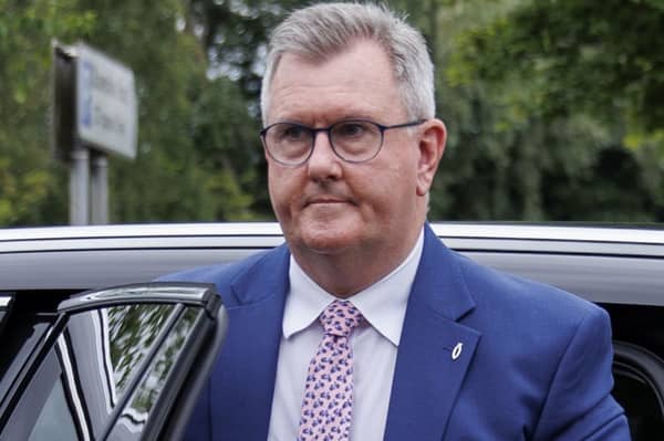 Jeffrey Donaldson leaving a vehcile 