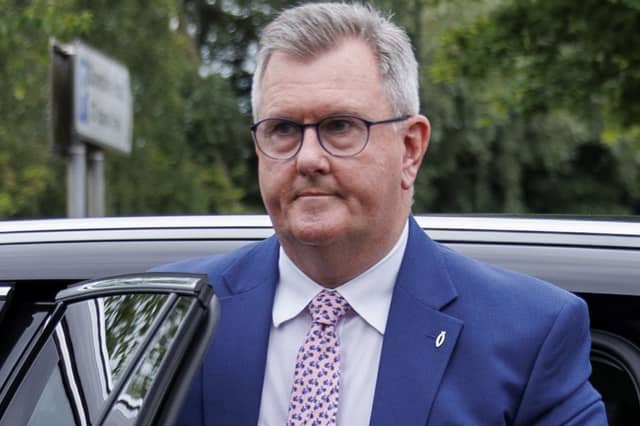 Jeffrey Donaldson leaving a vehcile