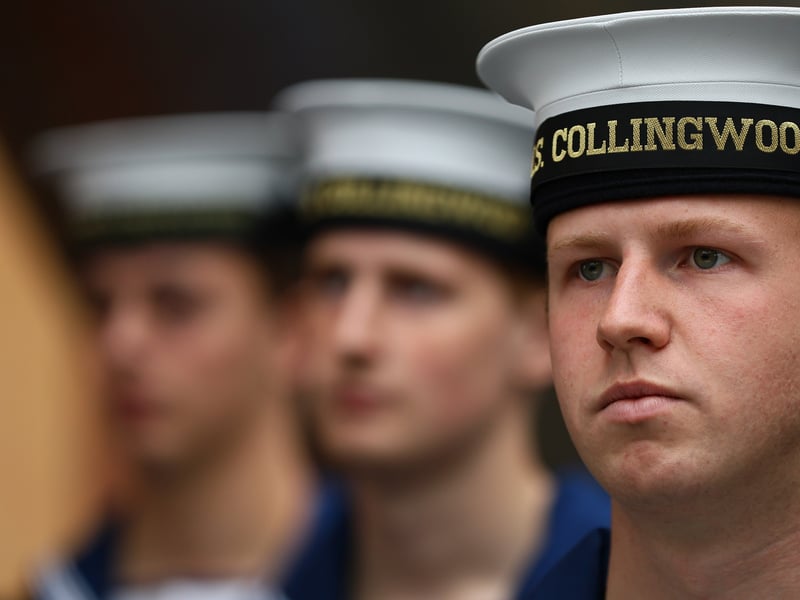 Sailors from HMS Collingwood at the Trafalgar Day service.