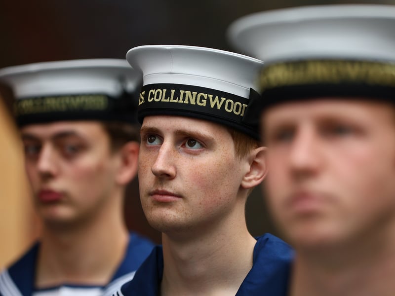 Sailors from HMS Collingwood at the Trafalgar Day service.