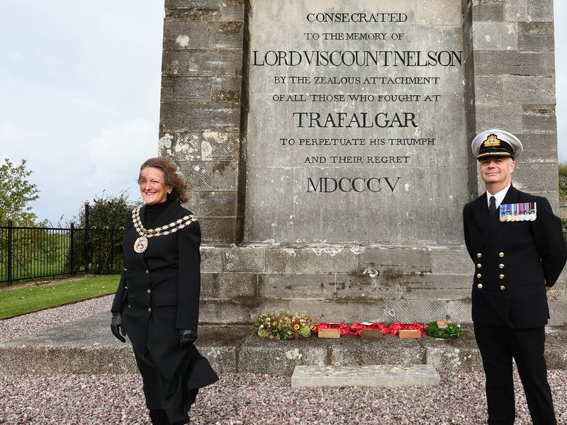 Mayor of Fareham Cllr Tina Ellis and Cdr Steve May of HMS Collingwood both laid wreaths at the Trafalgar Day service.