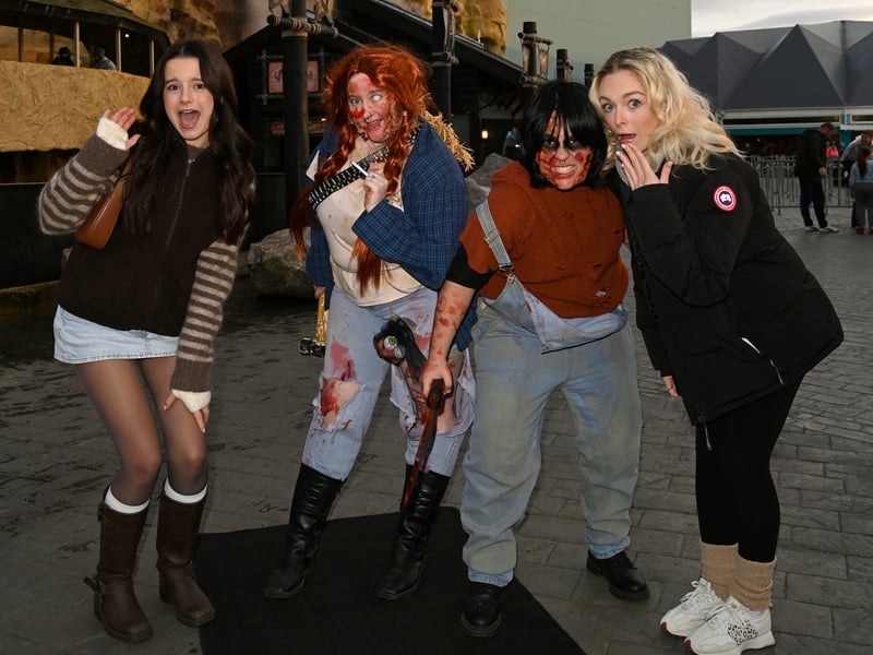 Coronation Street duo, Cait Fitton and Sydney Martin, who play Lauren Bolton and Betsy Swain, visit Blackpool Pleasure Beach Resort's Journey to Hell