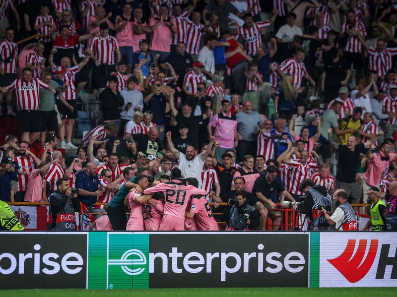 Sunderland fans celebrating during the Black Cats win against Torreense.