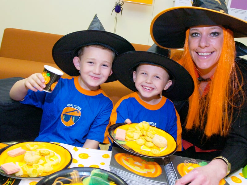 Pictured enjoying the Halloween party at Reed in partnership, Hall Gate Doncaster, Thomas Dudley, six, John Dudley five, and outreach advisor Amanda Standish. 