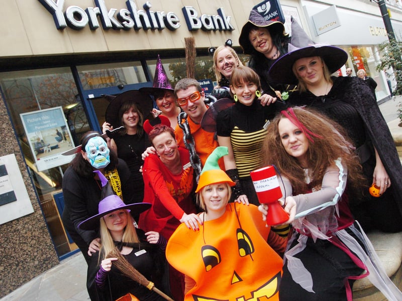 Staff at Yorkshire Bank, St Sepuchure Gate, became ghost and ghouls on Halloween, in aid of Ben Parkinson. Back L-R are Grace McFarlane, Alex Warrender, Karen Ashley, Lorraine Scott, Jamie Doran, Amanda Watkinson, Alex Bloodworth, Janet Baxendale, Emily Price, front L-R are Michelle Hargrave, Lianne Bidmead, and Toni Garner.