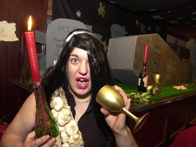  30/10/2002 

Spooky! The Red Lion pub duty manager Rachel Eyre gets into the spirit of Halloween. The pub in Market Place, Doncaster, is staging a Halloween beer festival.
