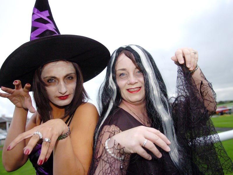 Dressed in costumes from Matalan, for the Doncaster Racecourse Halloween Spectacular are L-R receptionist Sheena Monks, as a witch, marketing and PR manager Sharon Bennett, as Morticia. 
