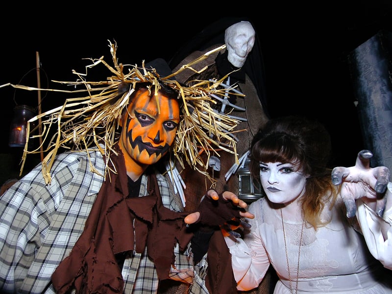 Brother and sister Dean and Lauren Charlton, aged 23 and 20, in the garden of the family home in Gallow Tree Road, Rotherham, which was turned into a Halloween wonderland.